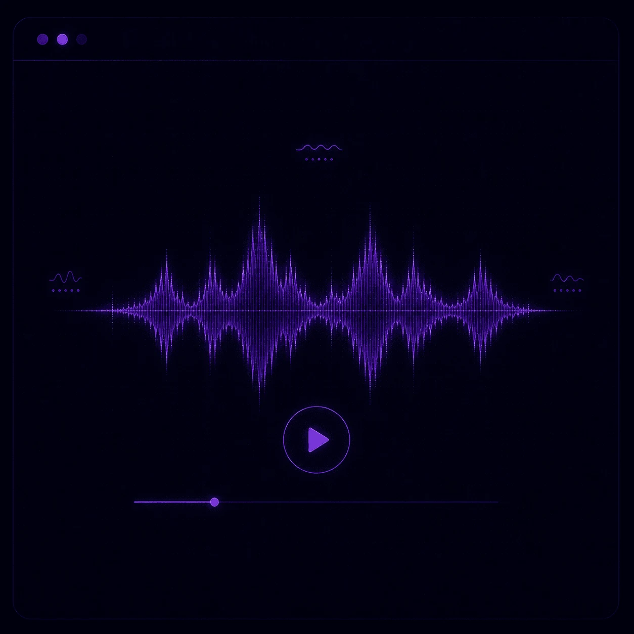 Sonic identity production interface with waveforms and curated tracks